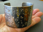J Latome Native American Navajo Sterling Silver Cuff Bracelet Hand Stamps 75g 