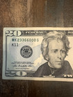 Mk23366000g 2013  20 Dollar Note    fancy Serial  Strike Error   Ink Bleed   