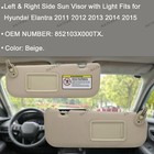 Pair Beige Side Sun Visor For 2011-2015 Hyundai Elantra 852103x000tx
