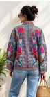 Women s Grey Embroidered Jacket Colorful Floral Heart Design Ethnic Boho Coat