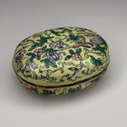 Vintage Chinese Hand Painted Enamel Copper Trinket Box 