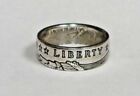  999 Silver  Round Coin Ring Sizes 4 -12 Antique Finish