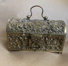 Antique 1900s German Brass Jewelry Casket  Antique German Brass Jewel Chest 