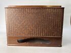 Y8722 Hibachi Ajiro Pattern Wooden Brazier Wood Carving Japan Antique Interior
