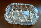Vintage Clear Crystal Glass Small Ashtray Etched Starburst 3 5  X 2 5 
