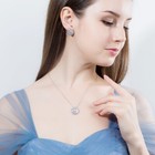 Silver Plated Cz Crystal Women Fashion Round Cubic Zirconia Necklace Earring Set