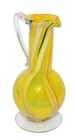 Hand Made Genuine Blown Glass Pitcher Vase Yellow Swirls 6 25    Farmhouse
