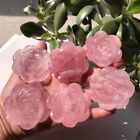 2  Natural Pink Rose Quartz Carved Rose Flowers Crystal Reiki Healing 1pc