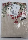 Pottery Barn Holly Berry Embroidered Table Runner 18  108    Cotton linen Flax New