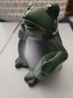 Cute 3  Porcelain Garden Frog Greenbrier Figurine Statue Green Thinking Pensive