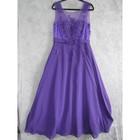 Purple Beaded Floral Lace Illusion Neck Chiffon Prom Evening Gown Sleeveless
