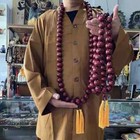 30mm 108 Prayer Beads Shaolin Kung Fu Buddha Monk Prayer Mala Red Beads Necklace