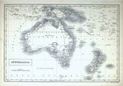 1844 Sydney Hall Map Australasia Australia New Holland Zealand Fiji Melbourne