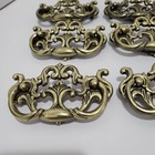 Vtg Chunky Large Brass Tone Drop Bail Cabinet Drawer Pulls Handles Lot Set Of 9