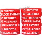 2  two  Adrenal Insufficiency Medical Alert Bracelets - Red Silicone Wristbands