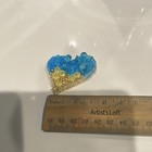 Handcrafted Beaded Heart Brooch Pin Blue Yellow Gold From Ukraine