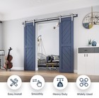 8 Ft Brushed Nickel Double Sliding Barn Door Hardware Track Kit basic J Pulle   