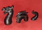 Black   Sliver Dragon Statue Figurine With Head  Wings And Tail  Fantasy Theme