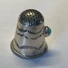 Vintage Sterling Silver Navajo Thimble Turquoise Native American Signed Jc