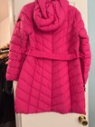 Women s Medium Hot Pink Puffer Coat Belted Quilted Winter Jacket