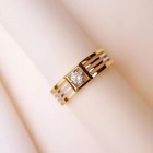 Round Cut White Moissanite 14k Two-tone Gold Finish Charm Anniversary Band Ring