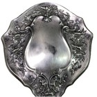 Antique 1900s Women   s Art Nouveau Silver Plated Hand Mirror Floral Motif