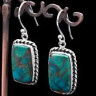 925 Sterling Silver Blue Copper Turquoise Handmade Genuine Earrings
