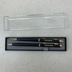 New Vintage Sears Cross Black Ink Ballpoint Pen   Mechanical Pencil Set Nos