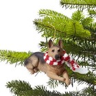 German Shepherd With Red And White Scarf Christmas Ornament