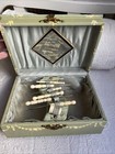 Beautiful Embossed Antique Celluloid Sewing Box W Tools   Silk Lining    6d