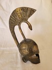Vntg Bronze metal  Greek Warrior Helmet Bell W serpant 8  Missing The Bell