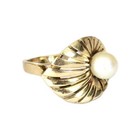 14k Yellow Gold Pearl Leaf Ring - Sz 6 - 4 93 Grams 6mm Pearl