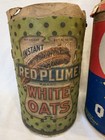 Lot Antique Vintage Red Plume  Monarch Oatmeal Cereal Canister Box Plus Others