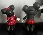 Vintage Mickey And Minnie Mouse Cast Iron Coin Banks Disney