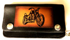 Vtg Black Leather Chain Biker Wallet Brown Motorcycle Embossed Leather Patch