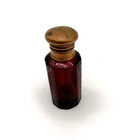 Antique Victorian Era Dark Ruby Red Glass Perfume Bottle With Brass Hinged Cap