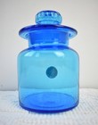 Vintage Counterpoint San Francisco Handblown Blue Glass Jar With Lid Japan