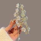 Hair Clip Large Metal Pearl Bell Orchid Tassel Silver Accessory