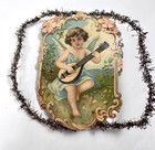 Antique Tinsel Die Cut Scrap Hard Plastic  Christmas Ornament 