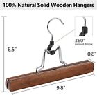Amkufo 12 Pack Wooden Pants Hangers With Clips Non Slip Skirt Hangers Walnut
