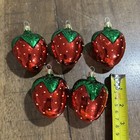 5 Vintage Inge Glas Hand Blown Glass Strawberry Christmas Ornaments Nos 