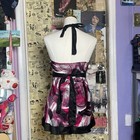 Vintage Vanity Y2k Black   Pink Brushstroke Halter Babydoll Top 