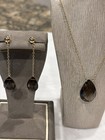 16 Inch 14 Kt Yellow Gold Smoky Quartz Necklace And Earrings