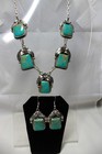 Navajo Kingman Turquoise And Sterling Silver Necklace And Earring Set
