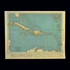 Vintage West Indies Map Of The Caribbean Cuba Puerto Rico Jamaica Bahamas