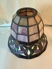 Vintage Stained Glass Lamp Shade     Tiffany Style Floral Leaded Glass Replacement