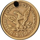 1867-s Liberty Gold  2 50  holed  F vf Details