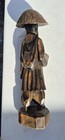 Vintage Asian Hand Carved Wooden Sage Statue Figurine Oriental Wood Sculpture