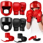 12 Pcs Kids Boxing Gear Set - Helmet  Gloves  Hand Wraps - Youth Training Equipm