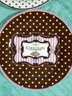 Trisa Set Of 4 8  Dessert Plates chocolate  Polka Dots